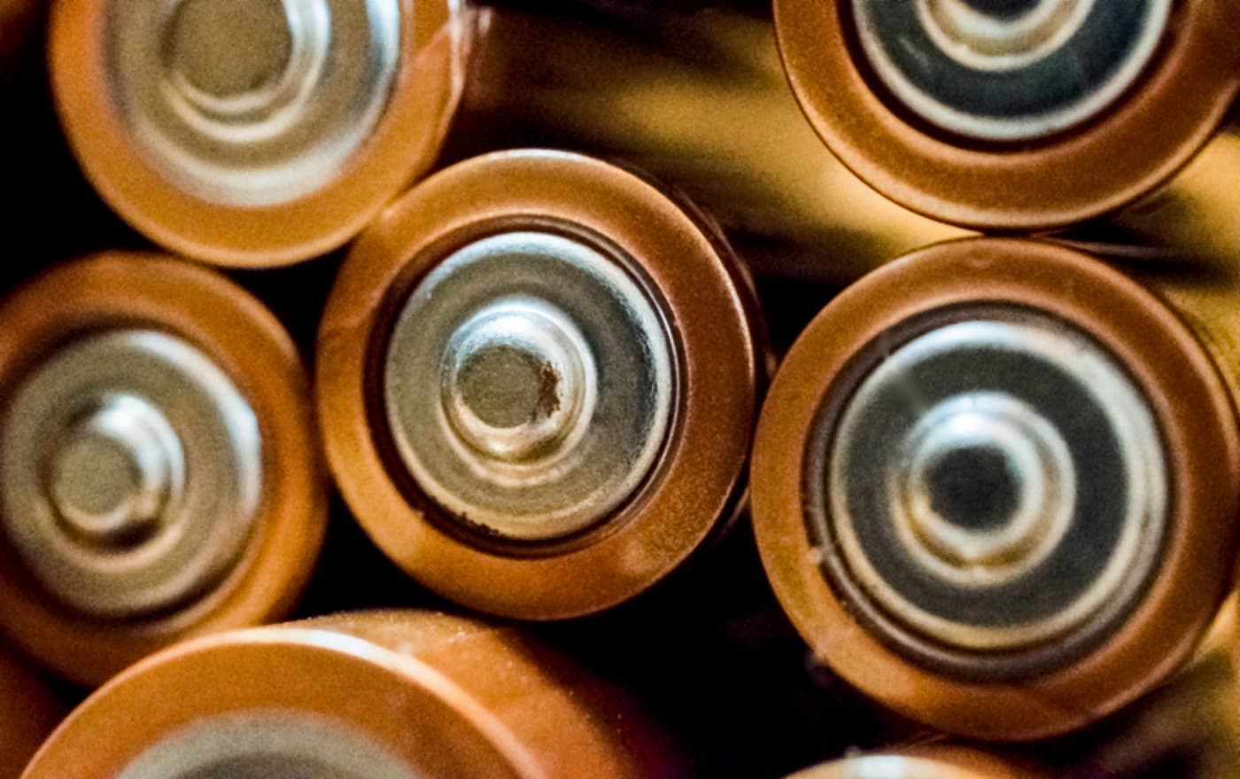 Lithium battery cells photographed close up