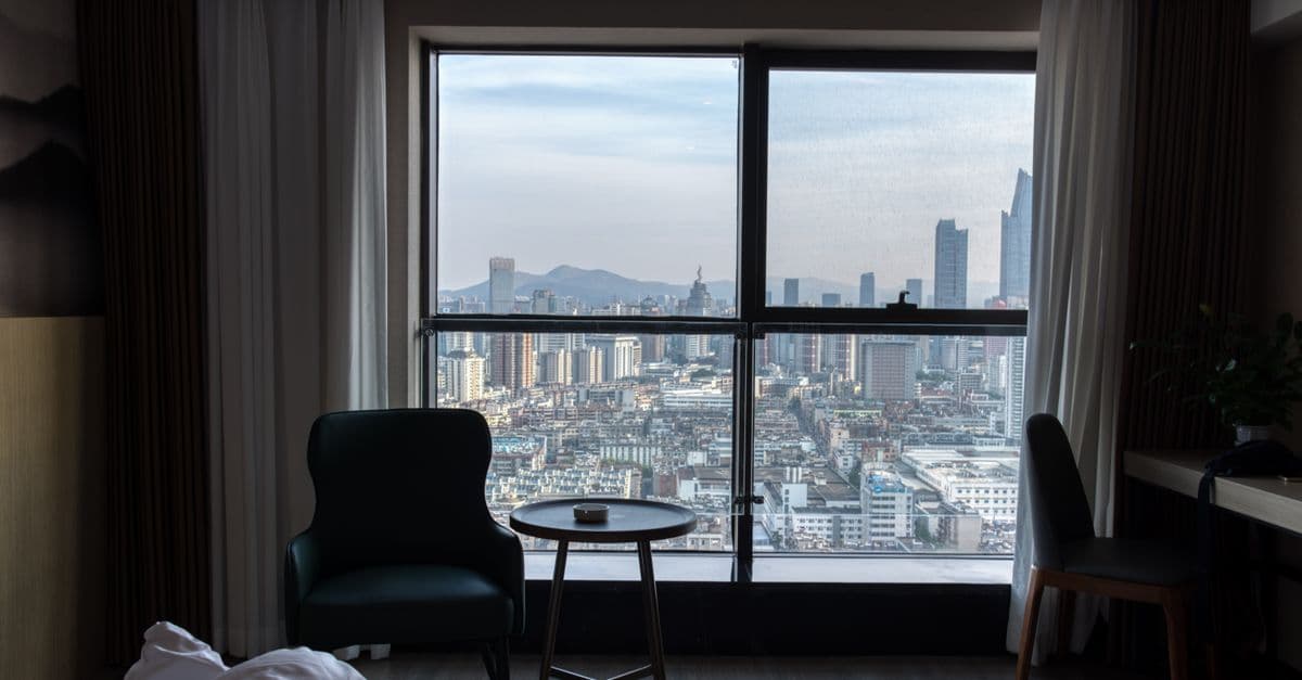 A city view through an apartment window