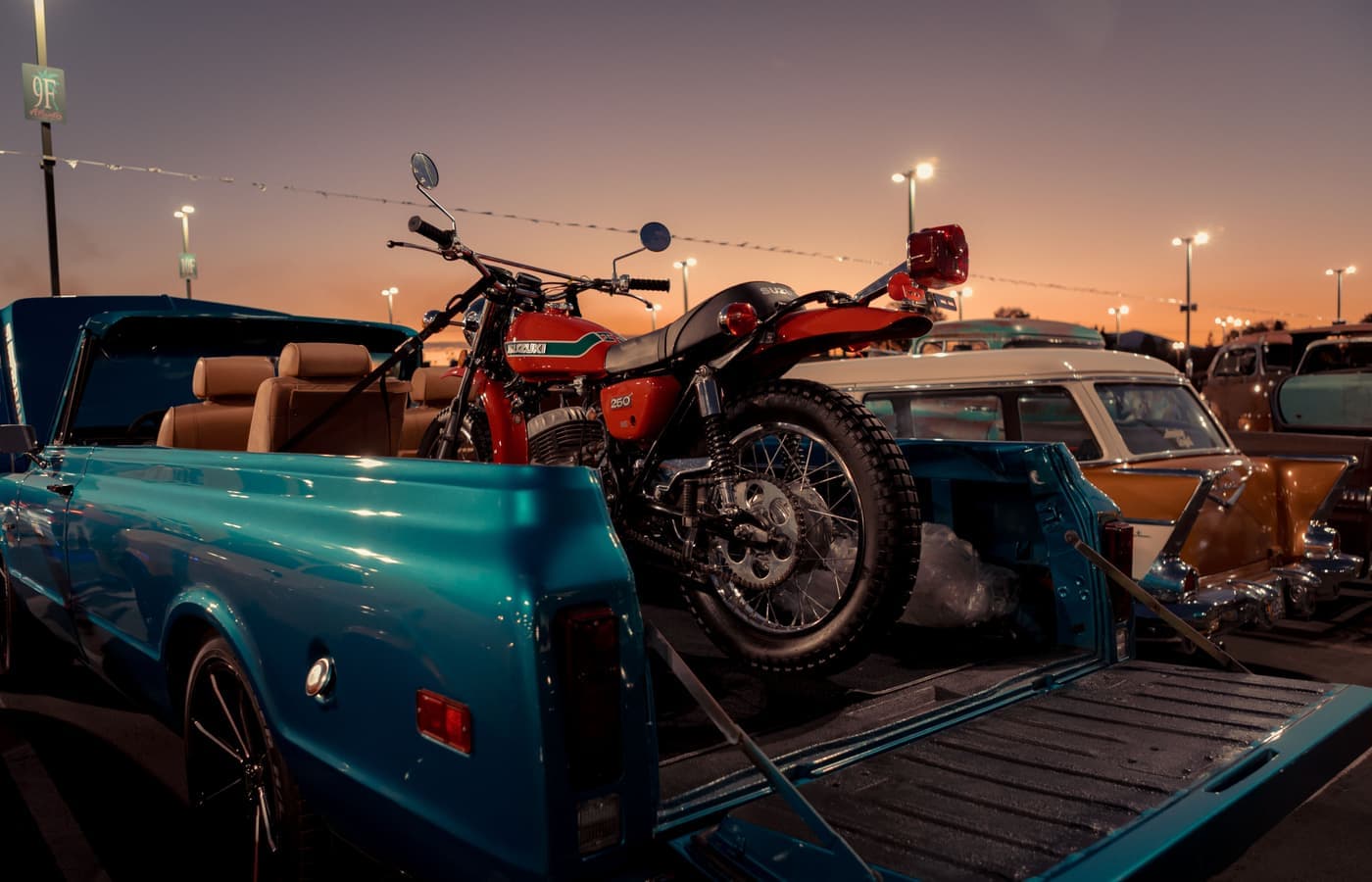 An open truck tailgate set up for a gathering outdoors